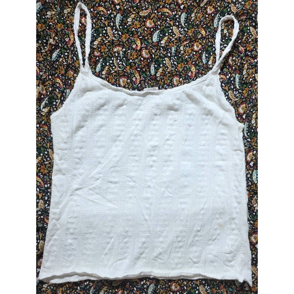 American Eagle Womens Y2K Tank Top Size M White Coquette Peasant Cottagecore